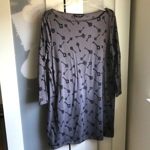 Key print long sleeve dress/tunic